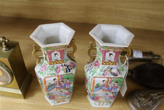A pair of 19th century Cantonese vases height 22cm